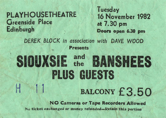 Edinburgh, Scotland (Siouxsie And The Banshees w/Robert)