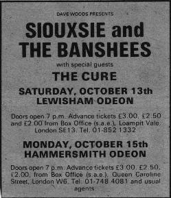 Siouxsie And The Banshees With Guest The Cure - Lewisham Odeon - England #1