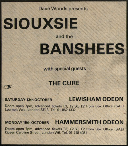 Siouxsie And The Banshees With Guest The Cure - Lewisham Odeon - England #3