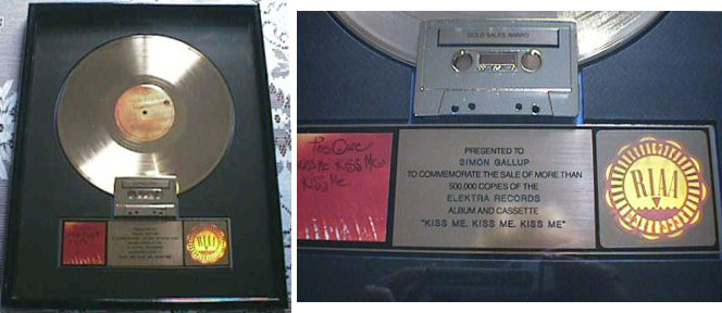 Kiss Me Kiss Me Kiss Me Gold (RIAA, Presented To Simon Gallup)