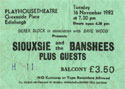 11/16/1982 Edinburgh, Scotland (Siouxsie And The Banshees w/Robert)
