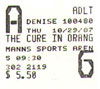 10/29/1987 In Orange Movie Ticket
