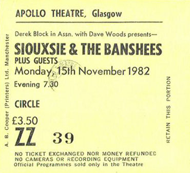 Glasgow, Scotland (Siouxsie And The Banshees w/Robert)(Different)