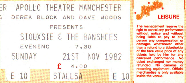 Manchester, England (Siouxsie And The Banshees w/Robert)