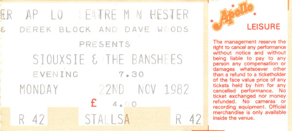 Manchester, England (Siouxsie And The Banshees w/Robert)