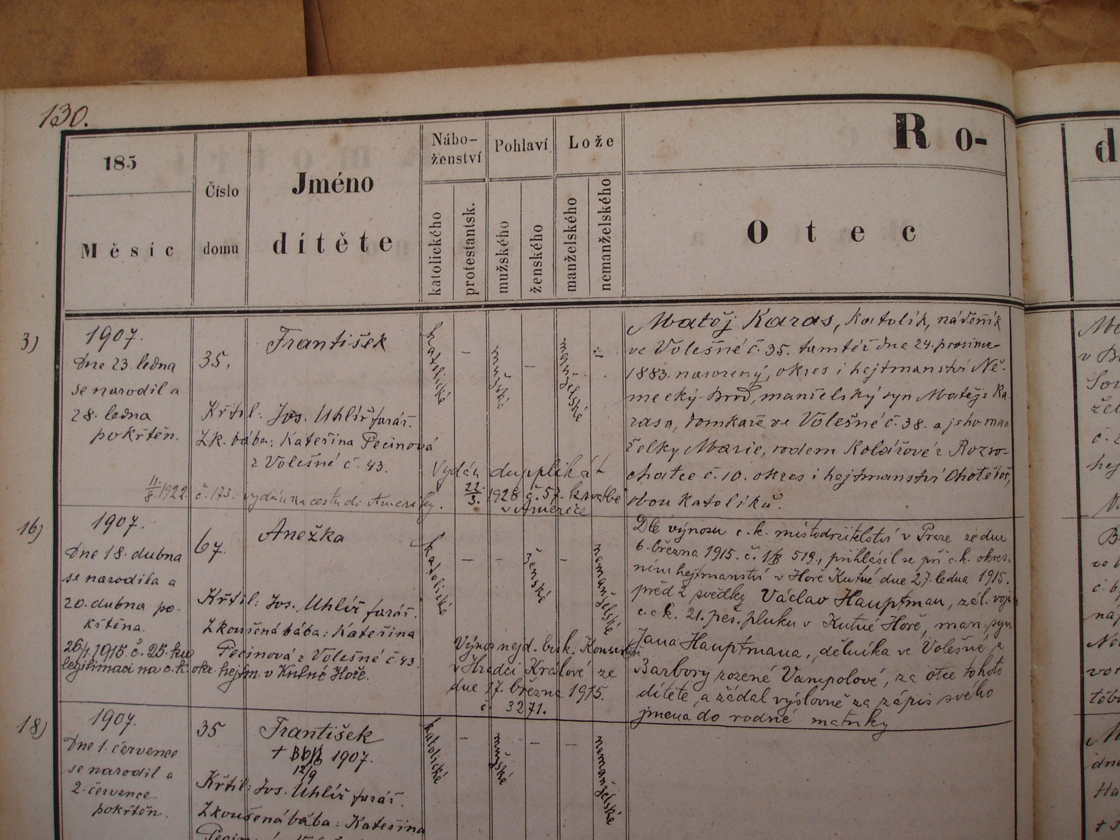 Frantisek (Frank) Karas Sr Birth Record